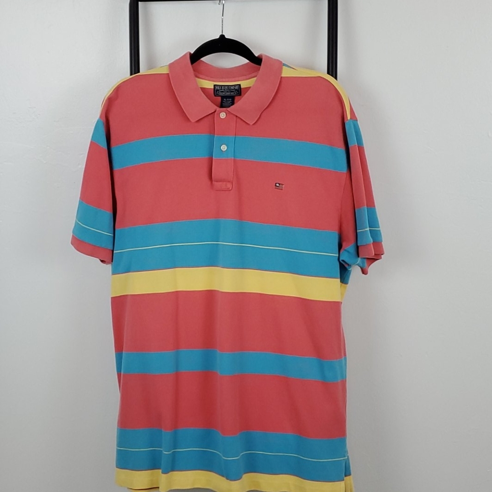 Vintage Polo Ralph Lauren XL Striped Polo Shirt Cotton Short Sleeve Classic